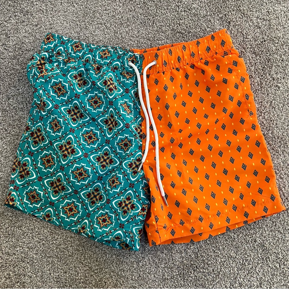 Forever 21 Orange and Teal Patterned Shorts